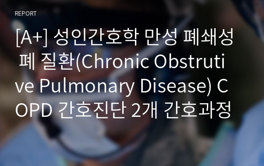 [A+] 성인간호학 만성 폐쇄성 폐 질환(Chronic Obstrutive Pulmonary Disease) COPD 간호진단 2개 간호과정 2개, 알레르기 반응과 관련된 비효과적 호흡양상, 흉막강 내 공기의 유출과 관련된 급성 통증