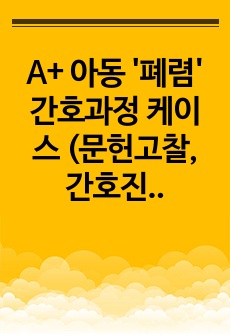 A+ 아동 '폐렴' 간호과정 케이스 (문헌고찰, 간호진단 3개, 간호과정 3개)